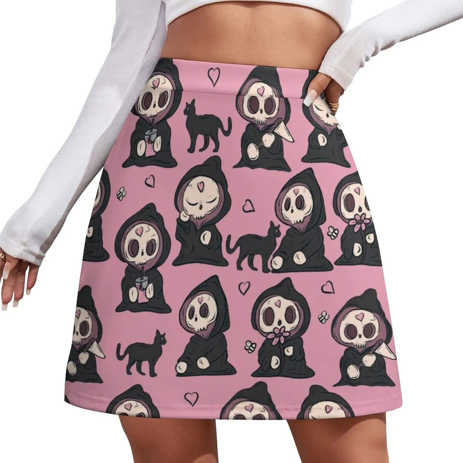 

Cute grim reaper pattern Mini Skirt korean style Women skirts mini skirt skirts for women