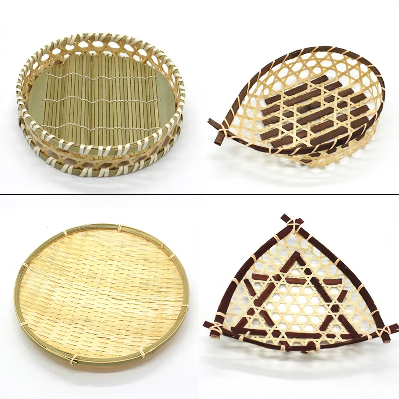 Handwoven Bamboo Dustpan Basket, Farmhouse Fruit Tray for Hotel Kitchen, Rustic Steamed Bun Holder Decor