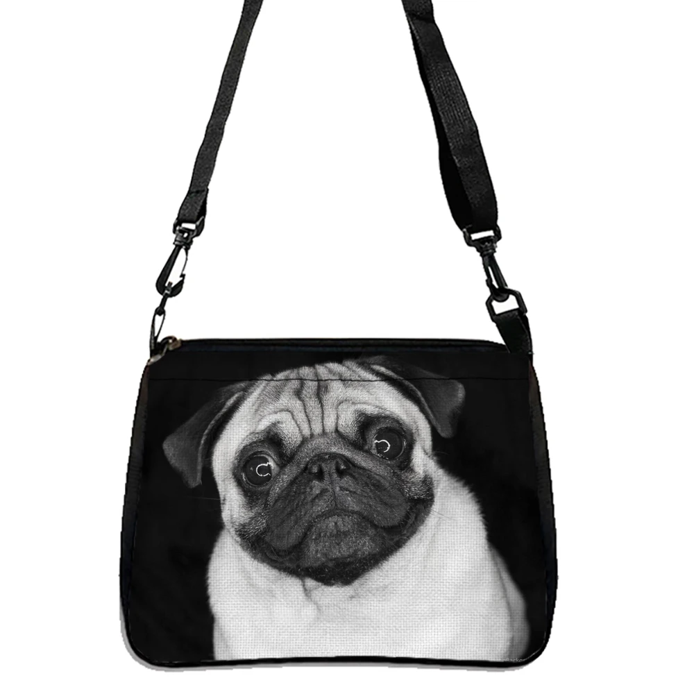 Pug Crossbody Bag, Piano Puppy Shoulder Bag, Casual Handbag & Purse For Women 5.23