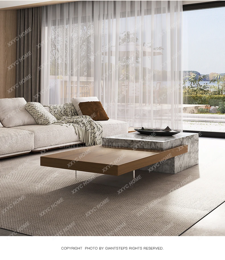 

XZ Natural marble acrylic coffee table TV cabinet combination living room minimalist style