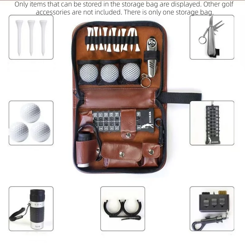 Outdoor Golf Multi-Functional Tool Kit, Leather Storage Bag, Portable Large-Capacity Accessory Bag, Only Bag