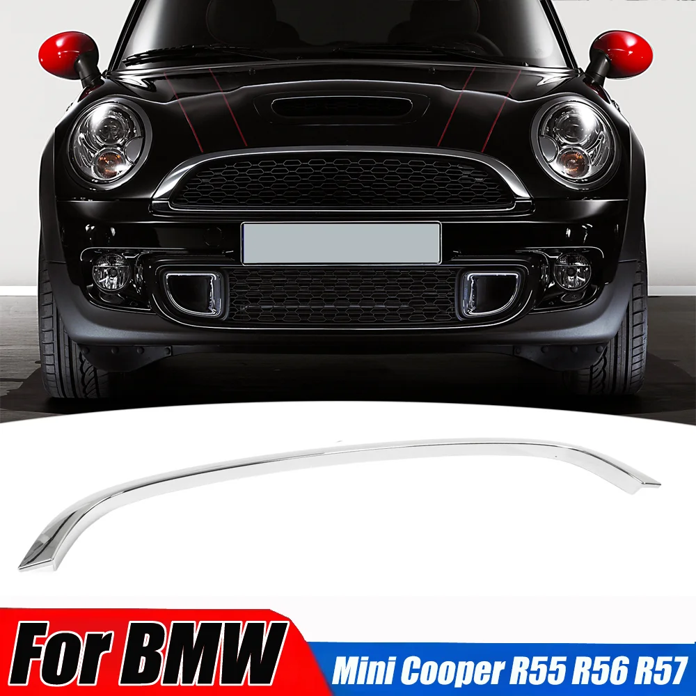 

Для BMW Mini Cooper R55 R56 R57 2007-2015 передний бампер, вентиляционное отверстие, сотовая решетка, сетка, глянцевая черная/ярко-серебристая декоративная полоса