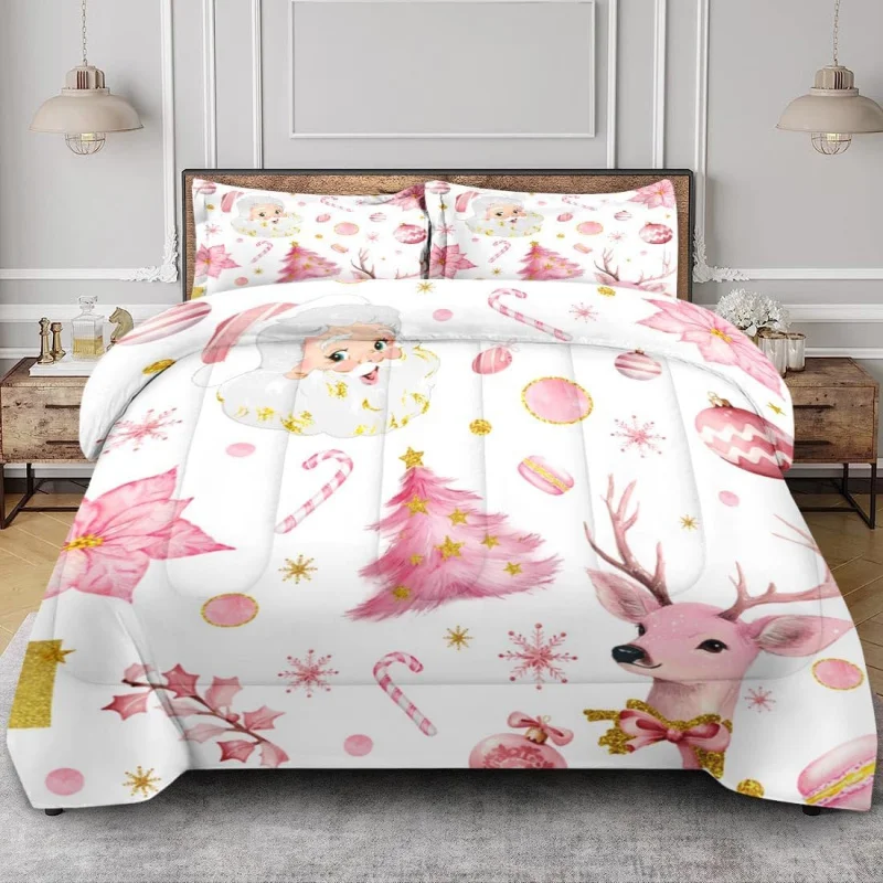 

Extra large Christmas tree, reindeer holly leaf snowflake soft bedding, suitable for children and adults bedroom bed decoration