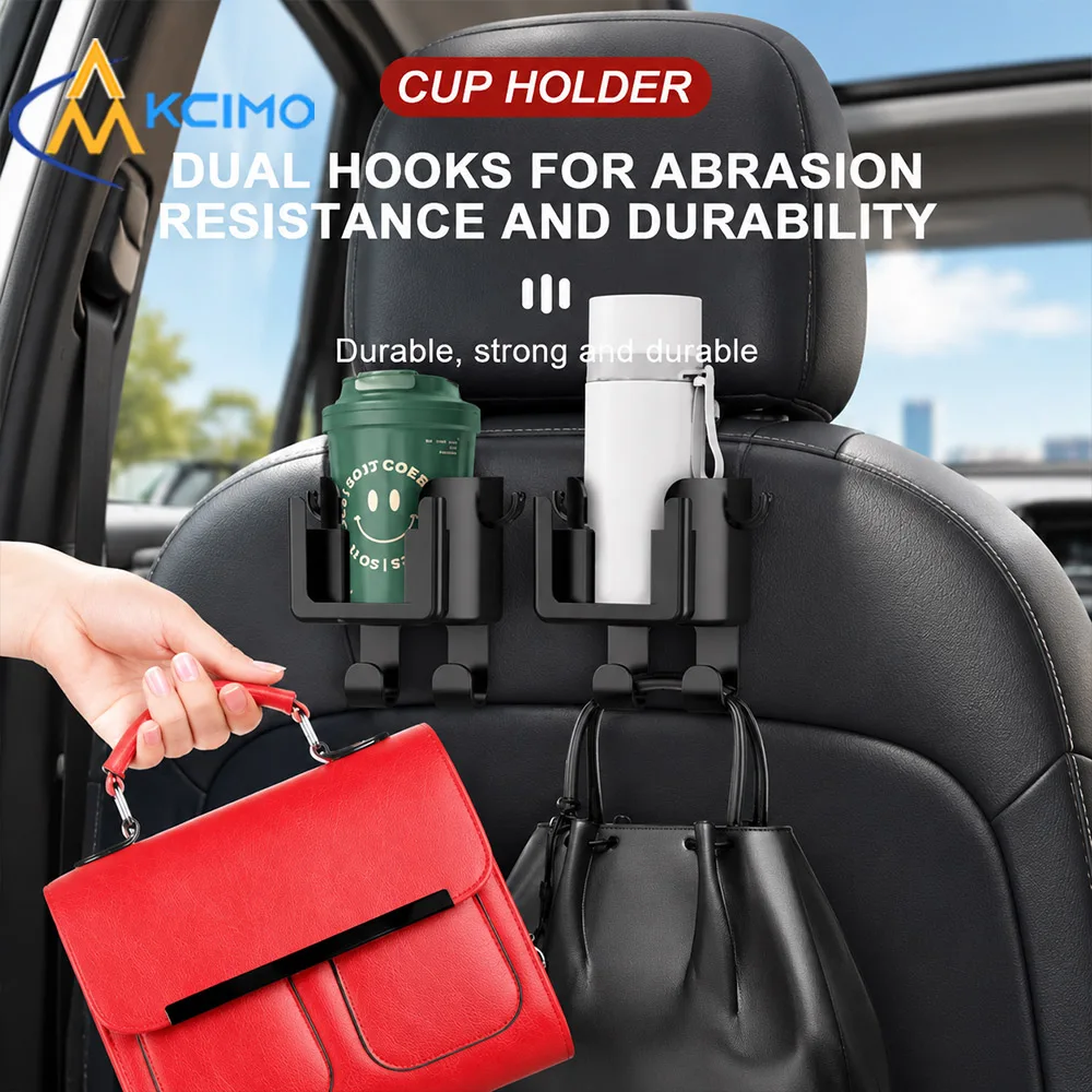 Car Headrest Cup Holder Multifunctional Dual Hooks Car Back Seat Storage Hanger for Water Bottle Handbag Car Interior Accessorie