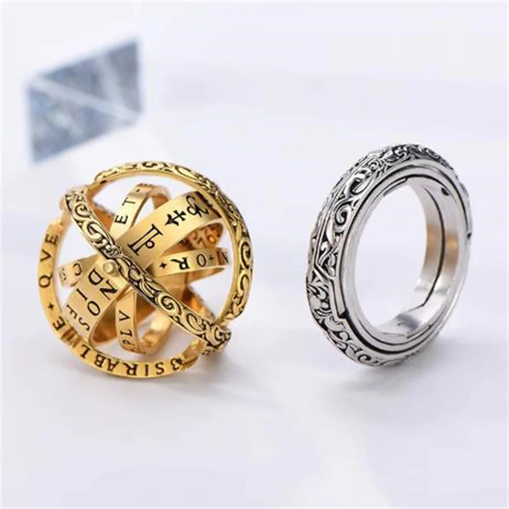 2024 New Astronomical Ball Ring Deformed Rotating Ring German Retro Ball Couple Ring Wholesale