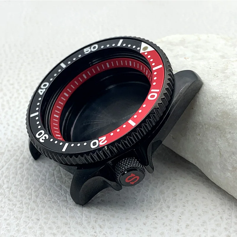 Black 42mm SKX007 SRPD Watch Case Crown at 3.8 Seal Back Cover Fits NH34 NH35 NH36 4R35 7S26 Automaic Movement Customizable