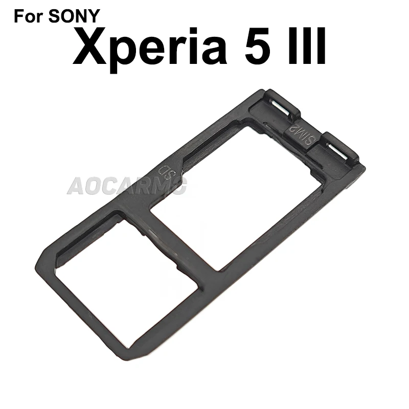 Aocarmo For Sony Xperia 5 III / X5iii XQ-BQ52 BQ72 SO-53B Dual SIM Card Holder Tray Slot Aluminum Alloy Drawer Replacement Part