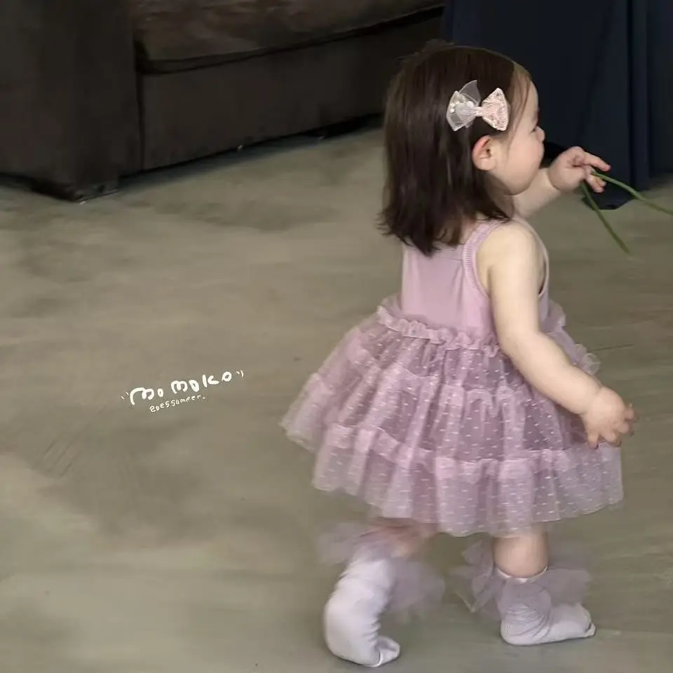 Girls Summer Suspender Skirt Sweet Kindergarten Baby Fluffy Princess Gauze Skirt Foreign Style Children's Birthday Dress
