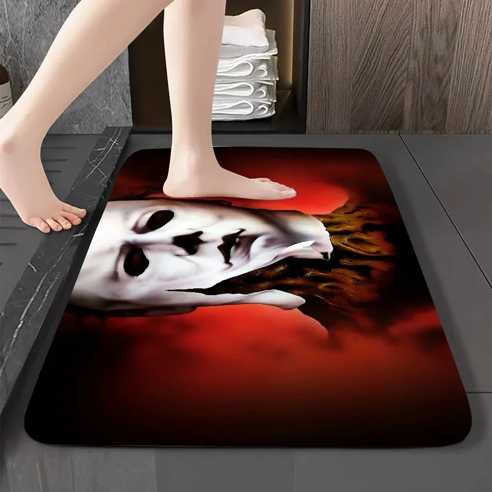 Halloween Michael Myers Floor Mat Graphic Printed Flannel Doormats for Bathroom Kitchen Entrance Carpet Home Decor