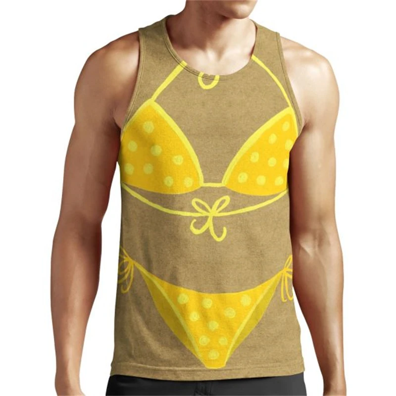 Sexy Body Funny Print Vest Men Clothes Fake Muscle Graphic Humour Sleeveless Shirts Summer Role Playing Harajuku Trend Tank Top