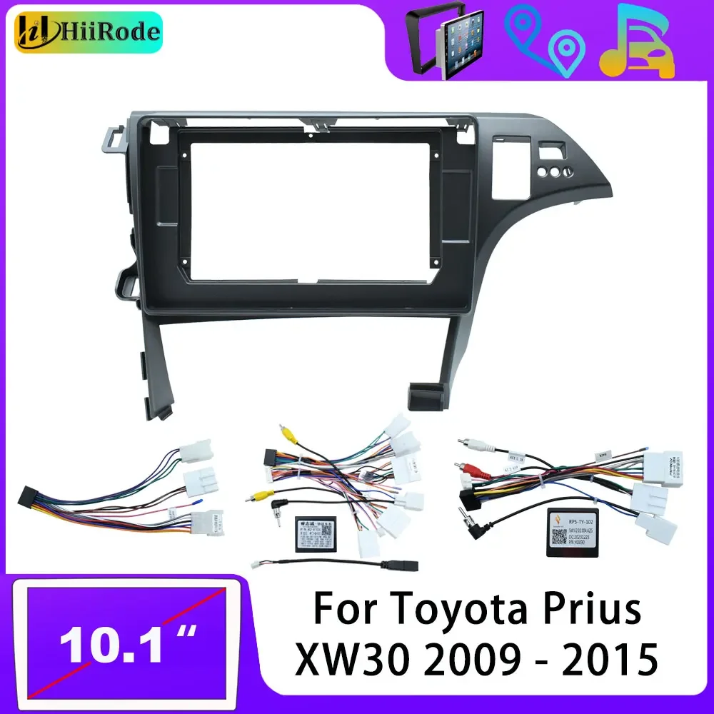 Hiirode Car Android Radio Stereo Player Frame Fascia For Toyota Prius XW30 2009-2015 Panel Power Cable Wiring Harness Canbus