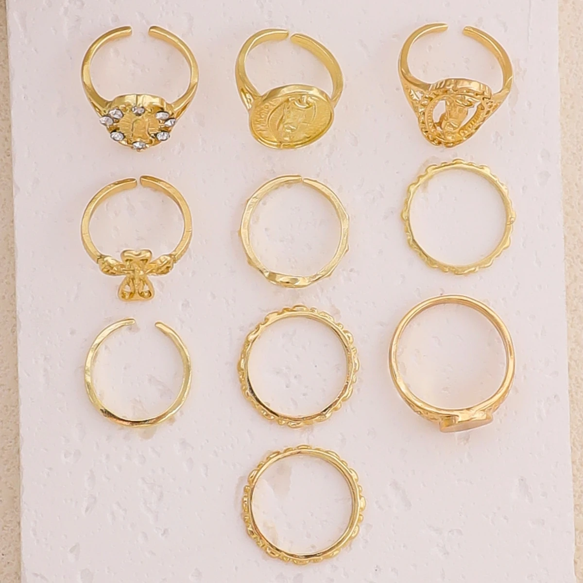 10 قطع من خواتم الأصابع العصرية على شكل تاج من حجر الراين المبالغ فيه والصليب الشرير، مناسبة لجميع المناسبات، اختيار هدية رائع #6