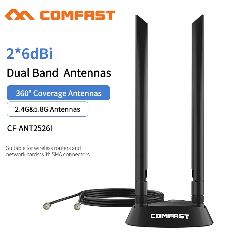 Powerful High Gain Dual Band 2.4+5Ghz 360 Degree SMA Omnidirectional 1.2M Extension Base Antenna for AX210/200 Router /Adapter