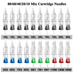 80/60/40/20/10pcs Mixed Cartridge Tattoo Needles RL RS M1 RM Disposable Sterilized Tattoo Needle for Tattoo Machine