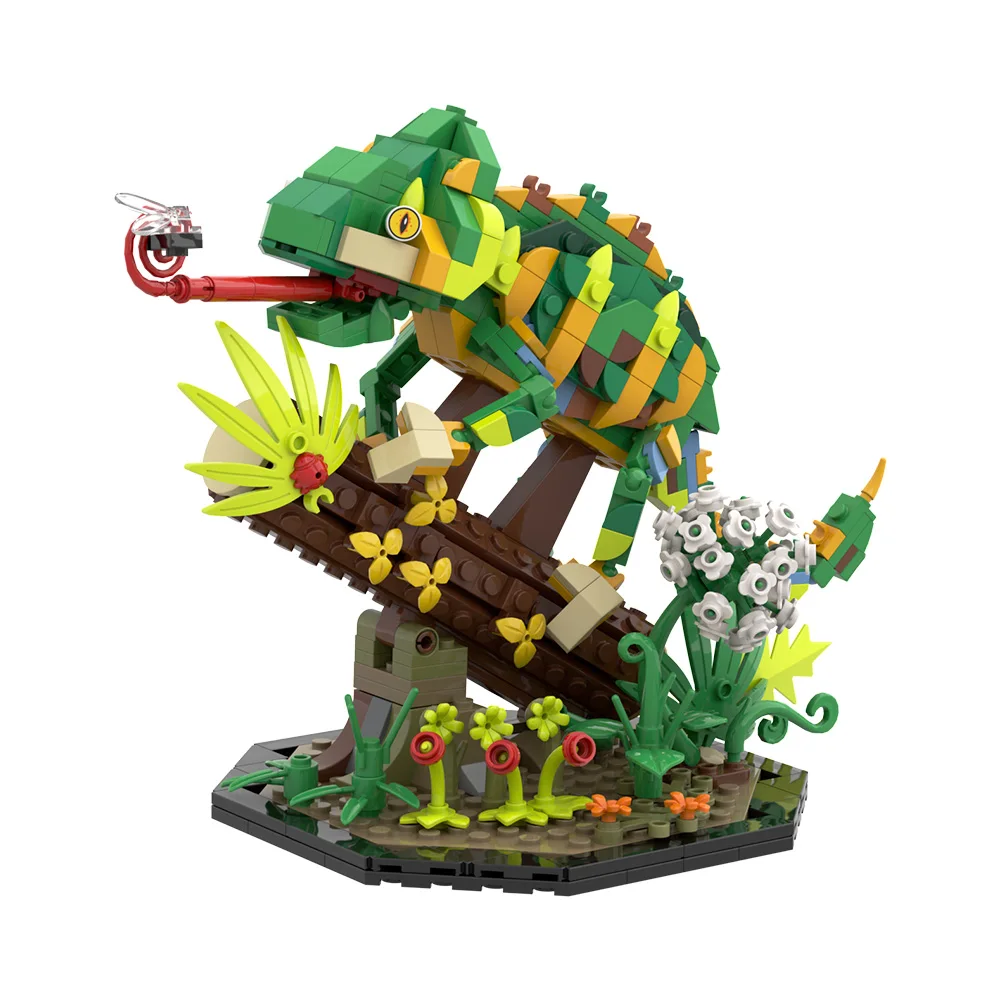 

Gobricks MOC Chameleon Bricks Reptile Pet LizardInsect Building Blocks Toys Gift