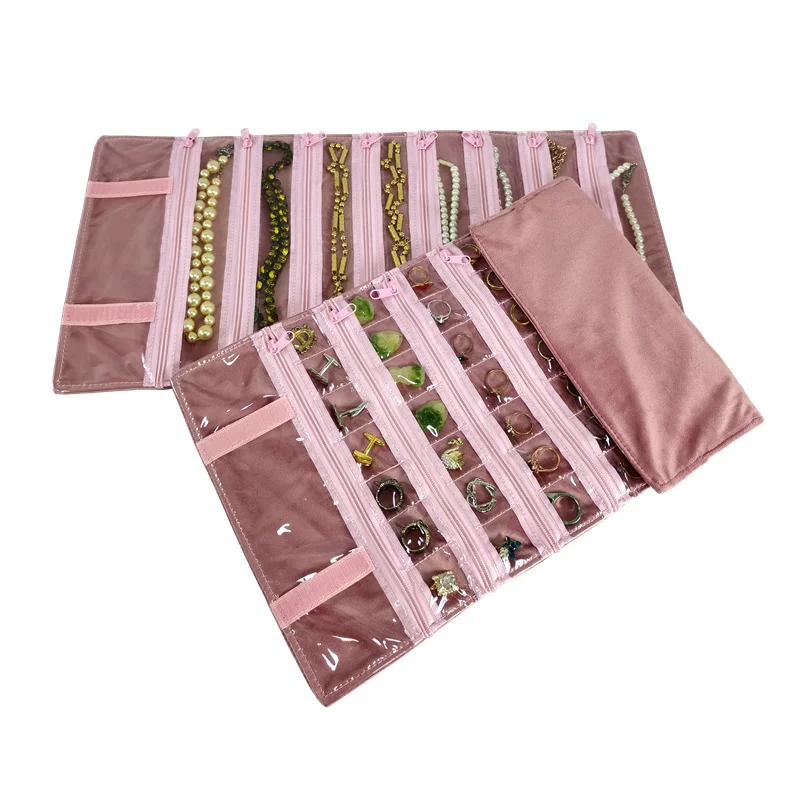 

High Quality Pink Velvet Dogue Jewelry Storage Bag Ring Earrings Pendant Necklace Bracelet Jewelry Anti-oxidation Storage Props