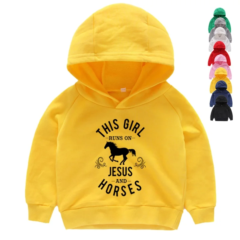 Kids Horse Customization Hoodies Child Pink Pullover Boys Long Sleeve Sweatshirts Girl Hoodies Toddler Clothing Boy Girl Clothes