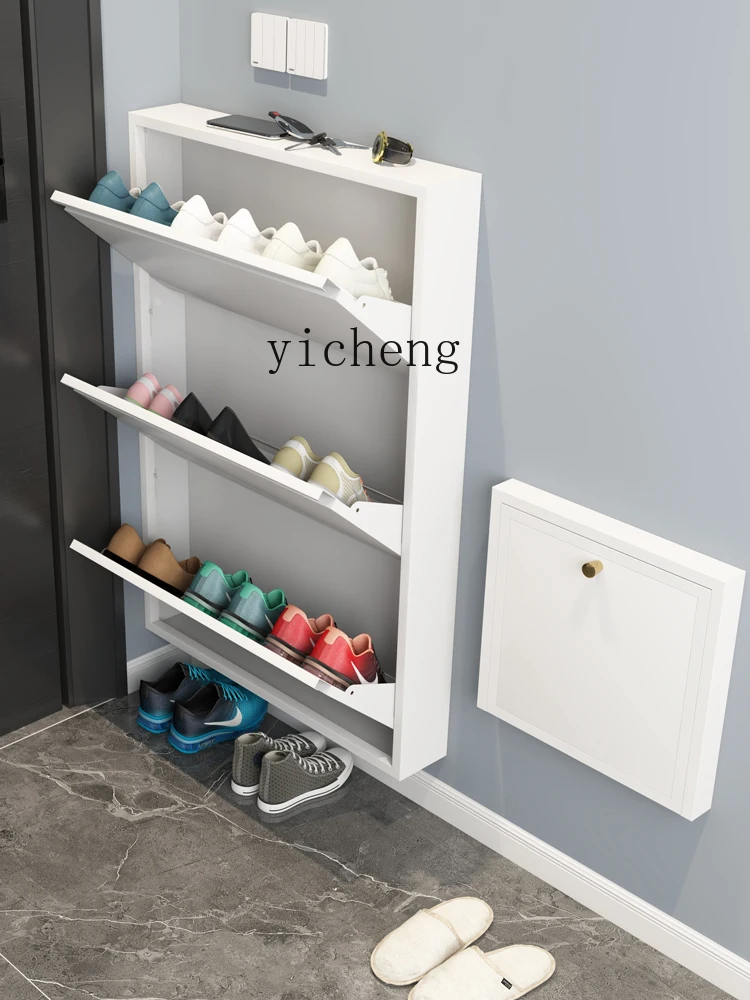 ZM Shoe Cabinet Door Storage Extremely Narrow Hallway Corridor Tilting Shoe Cabinet Large Capacity