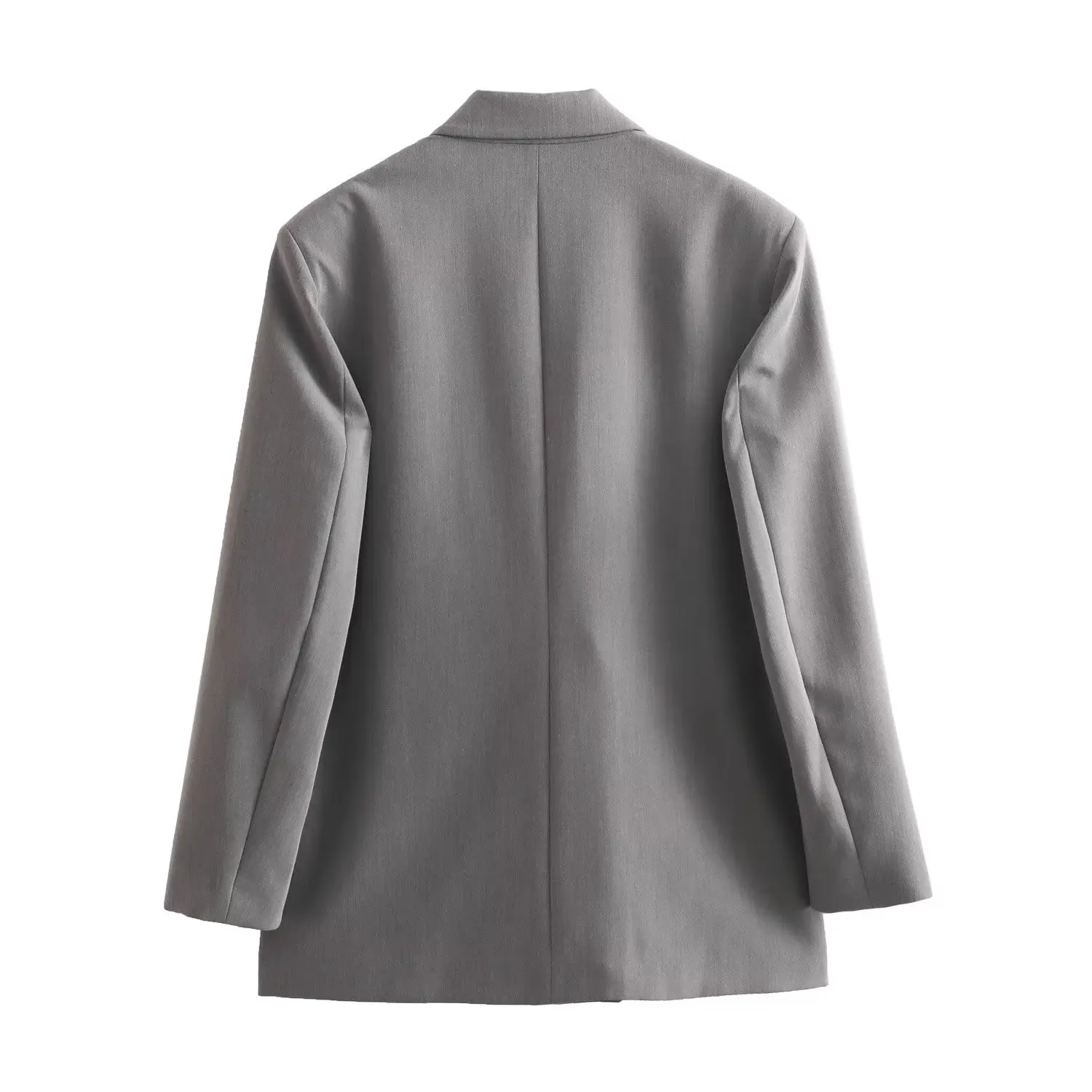 TRAF Grey Oversize Long Blazer Women Double Breasted Blazers for Women Winter Office Jacket Women Masculine Blazer Woman 2024