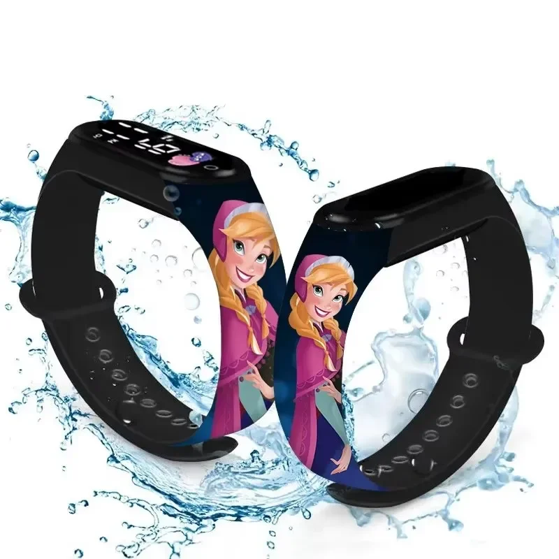 Disney Frozen-relojes digitales para niños, figuras de Anime, LED luminoso, táctil, impermeable, reloj deportivo electrónico, regalo de cumpleaños para niños