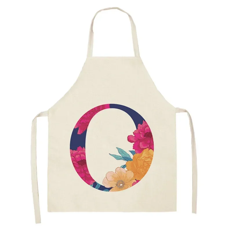 Letter Parent-child Aprons Rose Flower Letter Printed Sleeveless Cotton Linen Aprons for Men Women Home Cleaning Tools