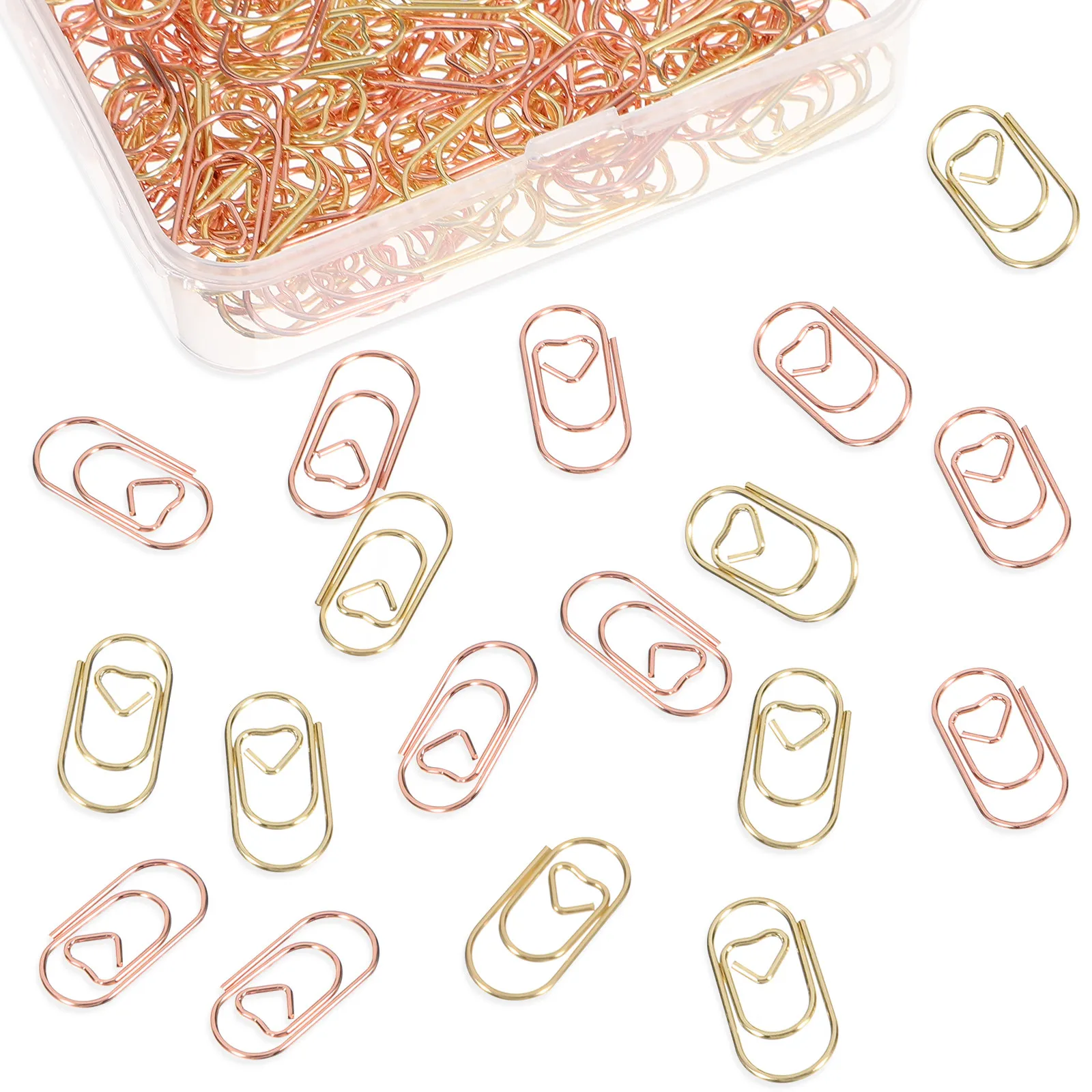 Heart-Shaped Metal Paper Clips 400 pcs – Rust-Resistant, Smooth Finish for Office, School & Decor