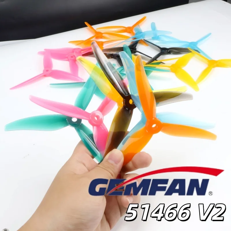 4PCS Gemfan Hurricane 51466 MCK V2 3-Blade PC Propeller 2CW+2CCW for 2306 2207 Motor DIY Parts for RC FPV Freestyle 5inch Drones