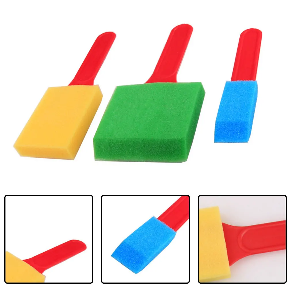 3PCS Sponge Foam Paint Brush Oil Stain Polyurethane Craft Art Paint Brush Set Child Painting Sponge Foam Brushes Hand Tools