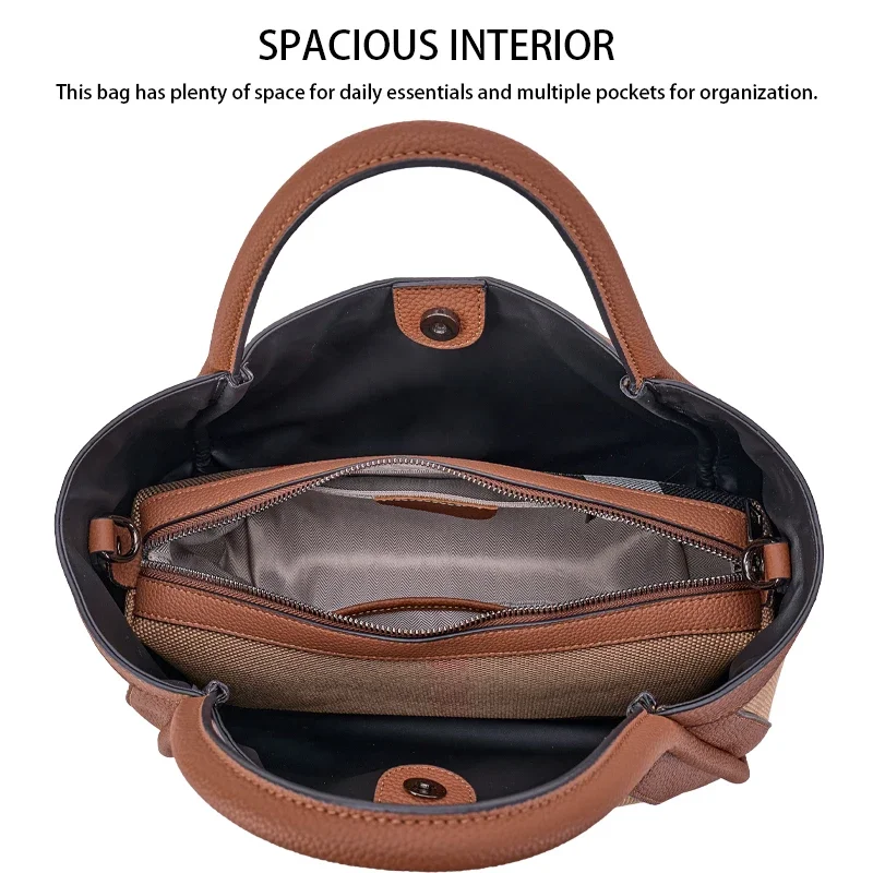 المشارب حمل حقيبة يد Crossbody حقيبة كتف قماش جلد طبيعي حقائب نسائية كبيرة ريترو متقلب حقيبة الكتف ساعي