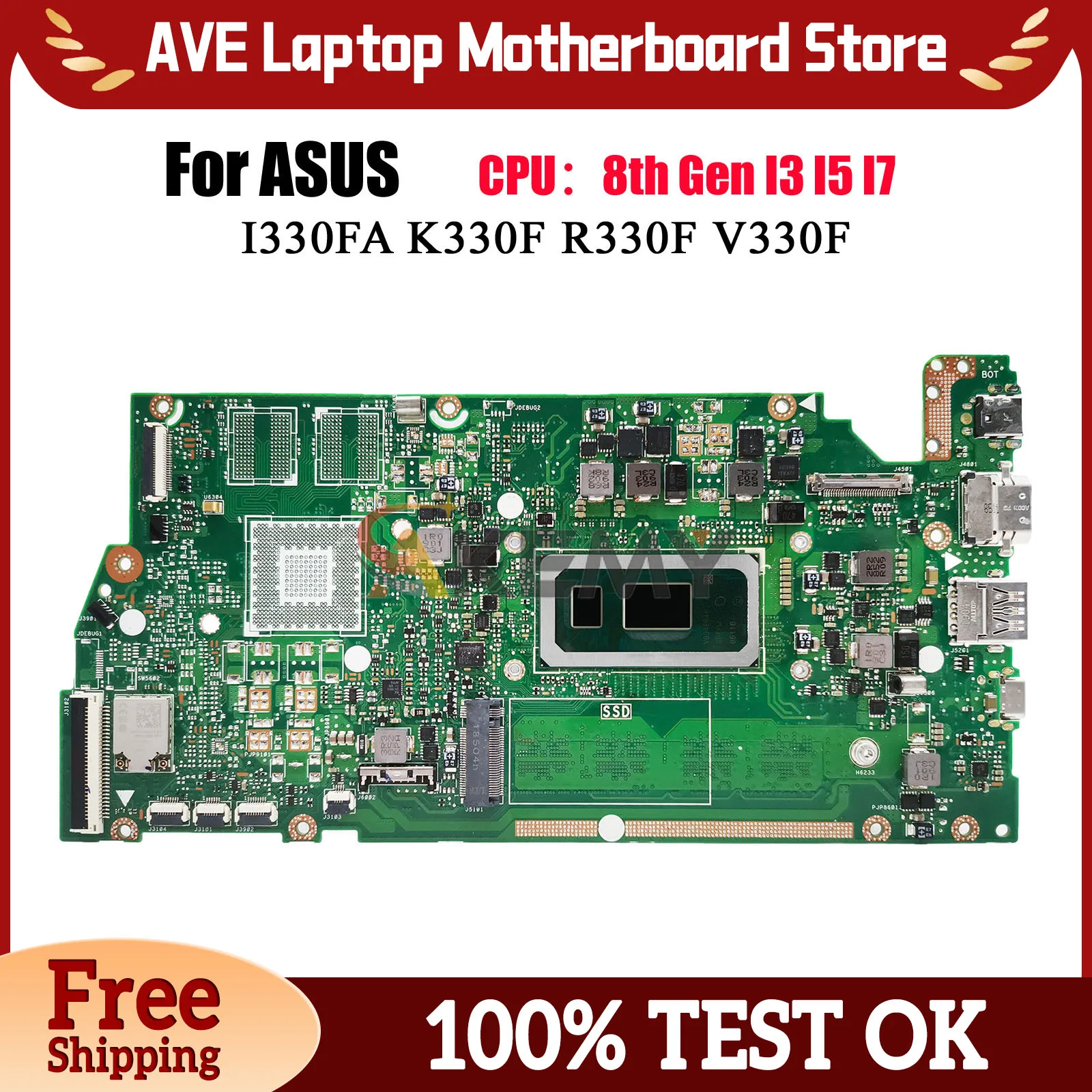 

X330FA Laptop Motherboard For ASUS VivoBook V330F X330FN R330F K330F X330F X330FL I330FA S330F Mainboard With I3 I5 I7 CPU stk
