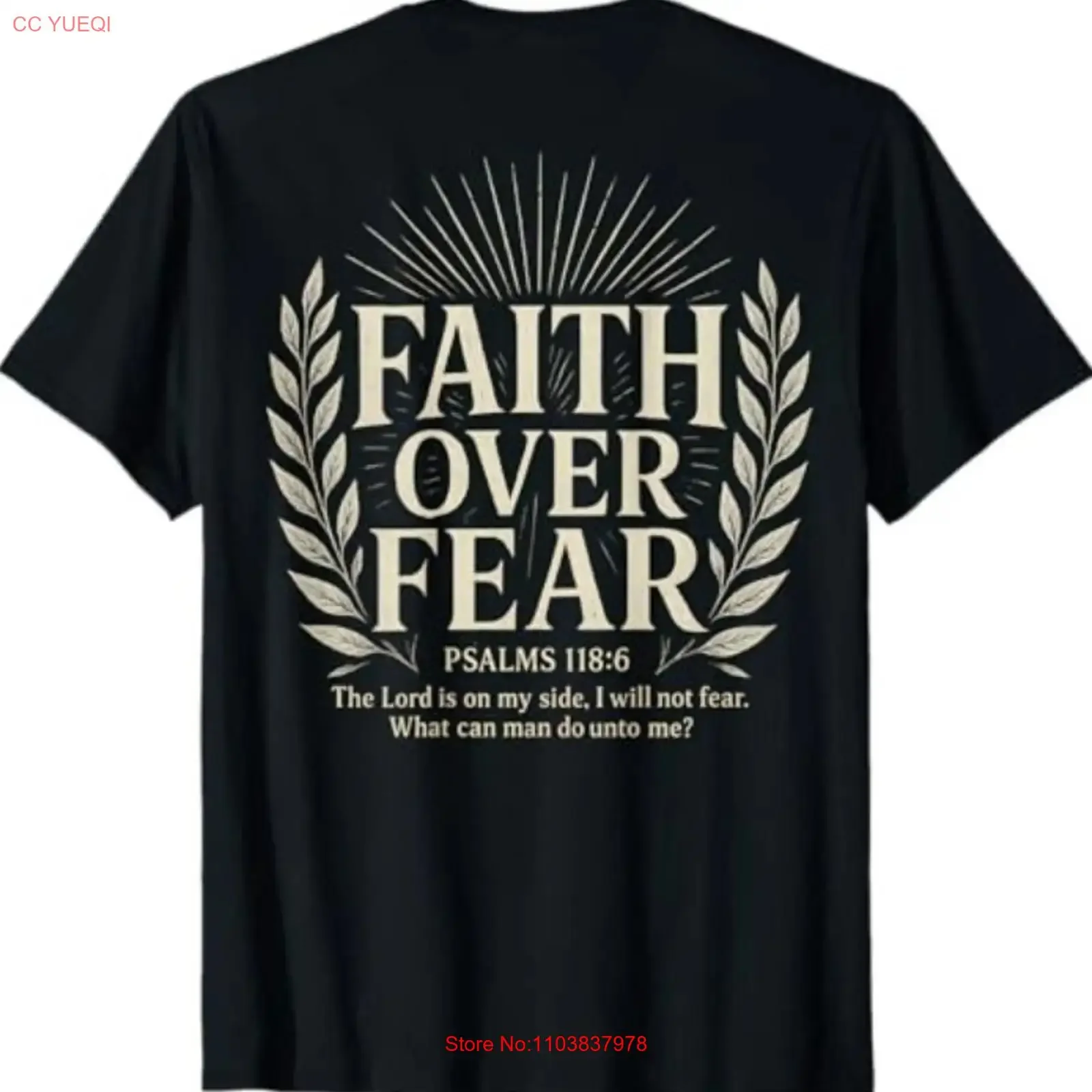 T-shirt chrétien « Faith Over Fear » vintage, imprimé délavé, respirant, élégant, pour un usage quotidien, streetwear doux et extensible