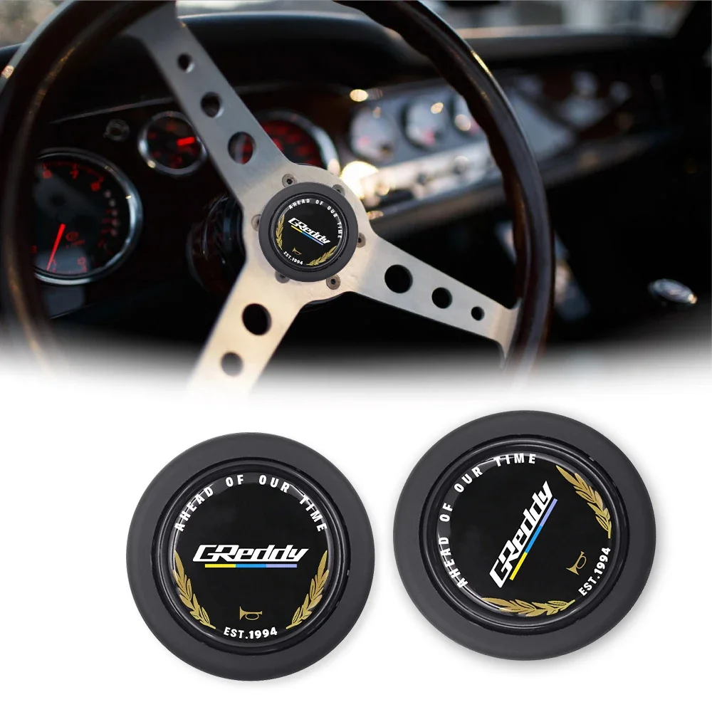 JDM GReddy Universal Style Horn Button Golden Wheat Ears Car Horn Racing Car Steering Wheel Horn Button Cover For Car Styling