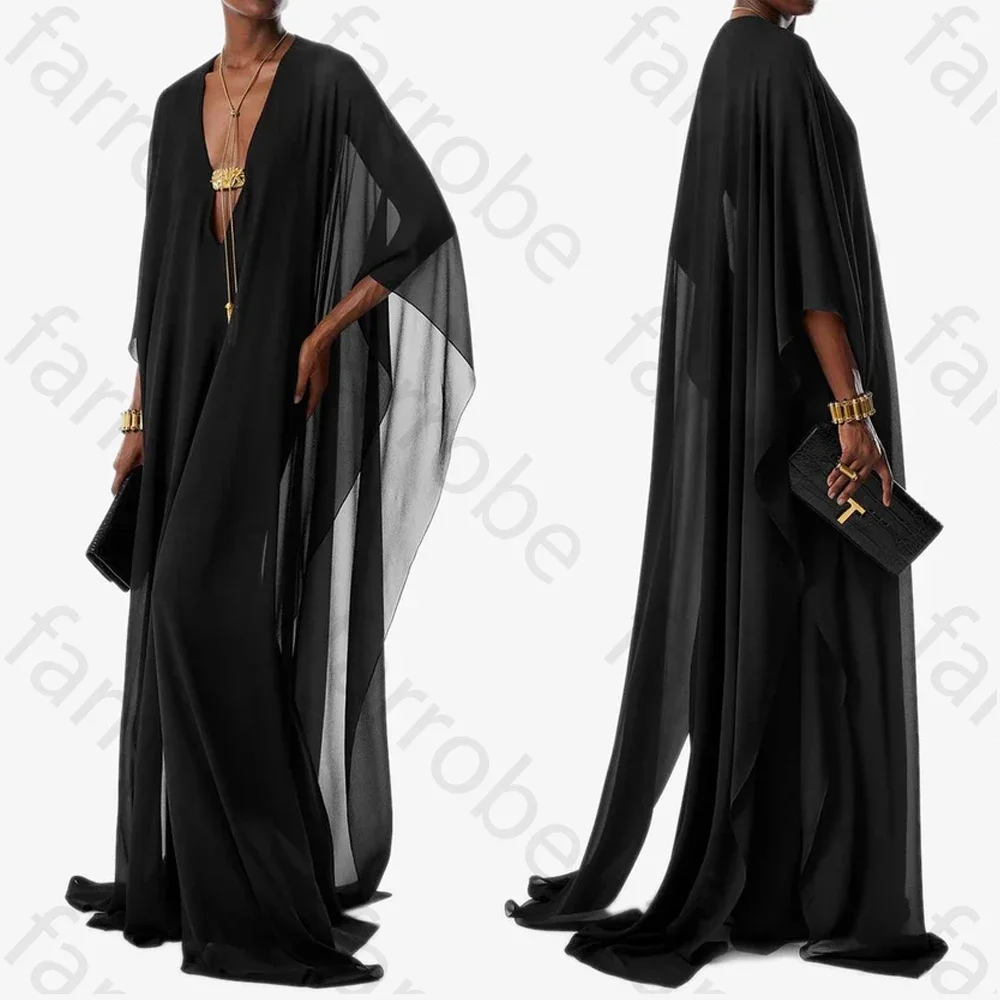 

Customized Elegant Deep V-neck Maxi Kaftan A-Line Evening Dresses Formal Exquisite High Quality Prom Party Gowns for Women
