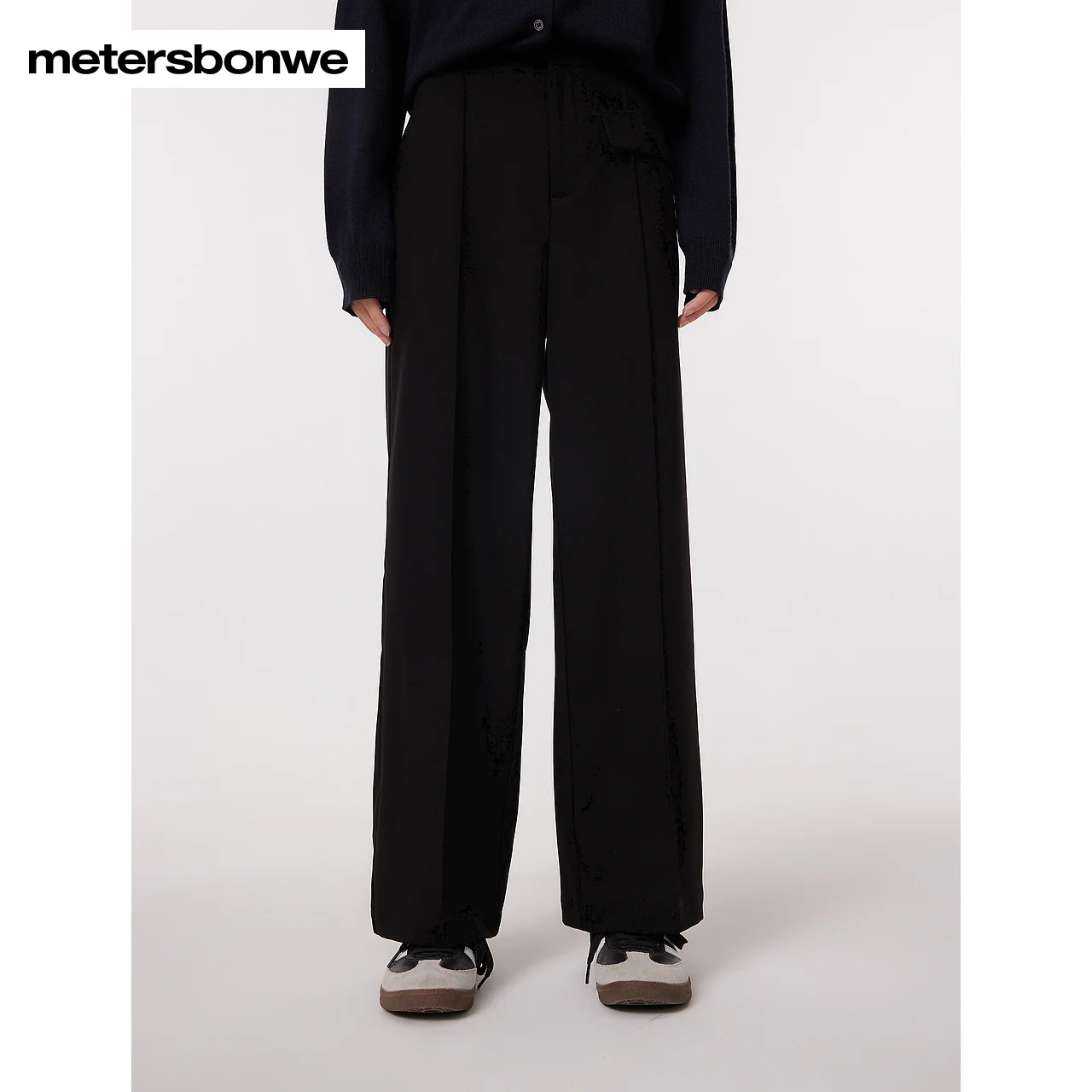 Metersbonwe-Women's Woven Trousers  Straight Leg Loose Black Pants Commuter Gentlewoman Casual Spring Autumn