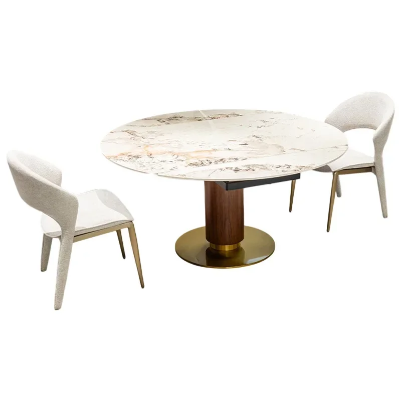 Slate dining table retractable folding light luxury medium ancient style 2025 new square and round