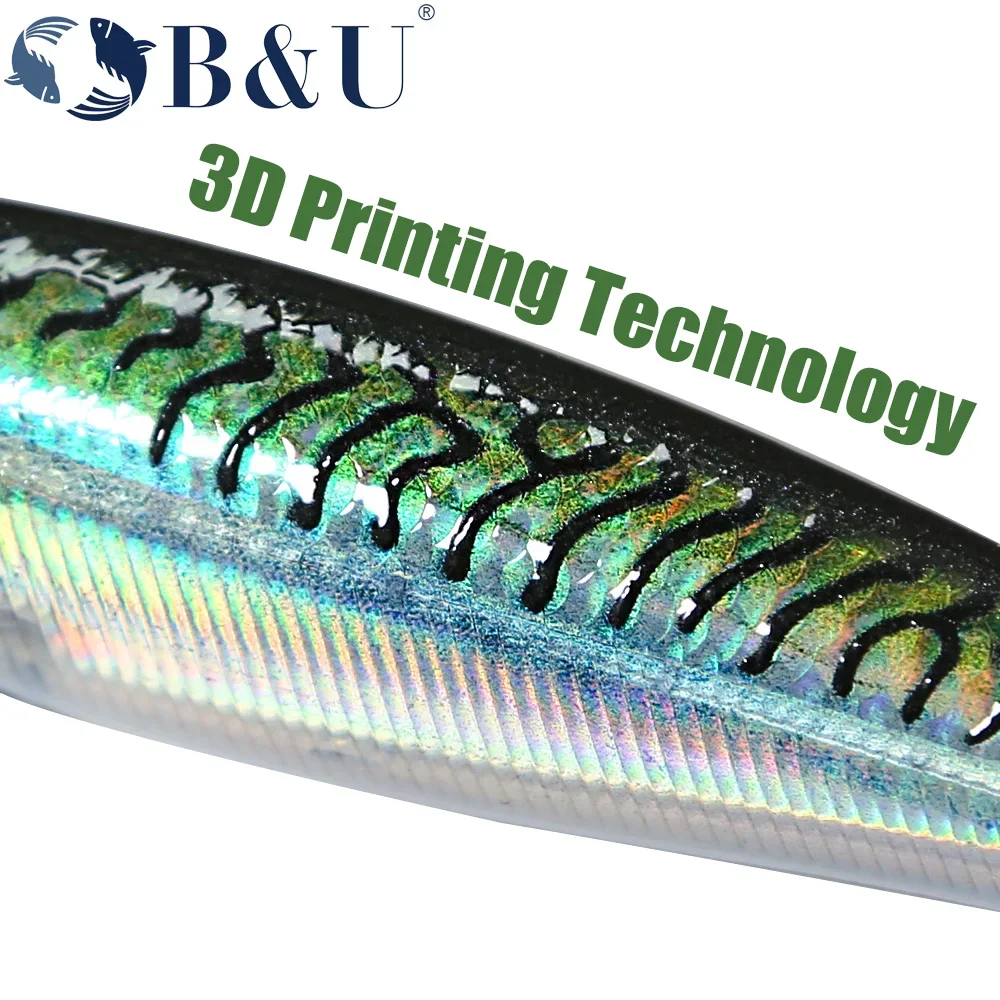 B&U Floating Minnow Saltwater Fishing Lures Trolling Crankbait Hard Baits Wobblers Artificial Trout Lure For Sea Bass