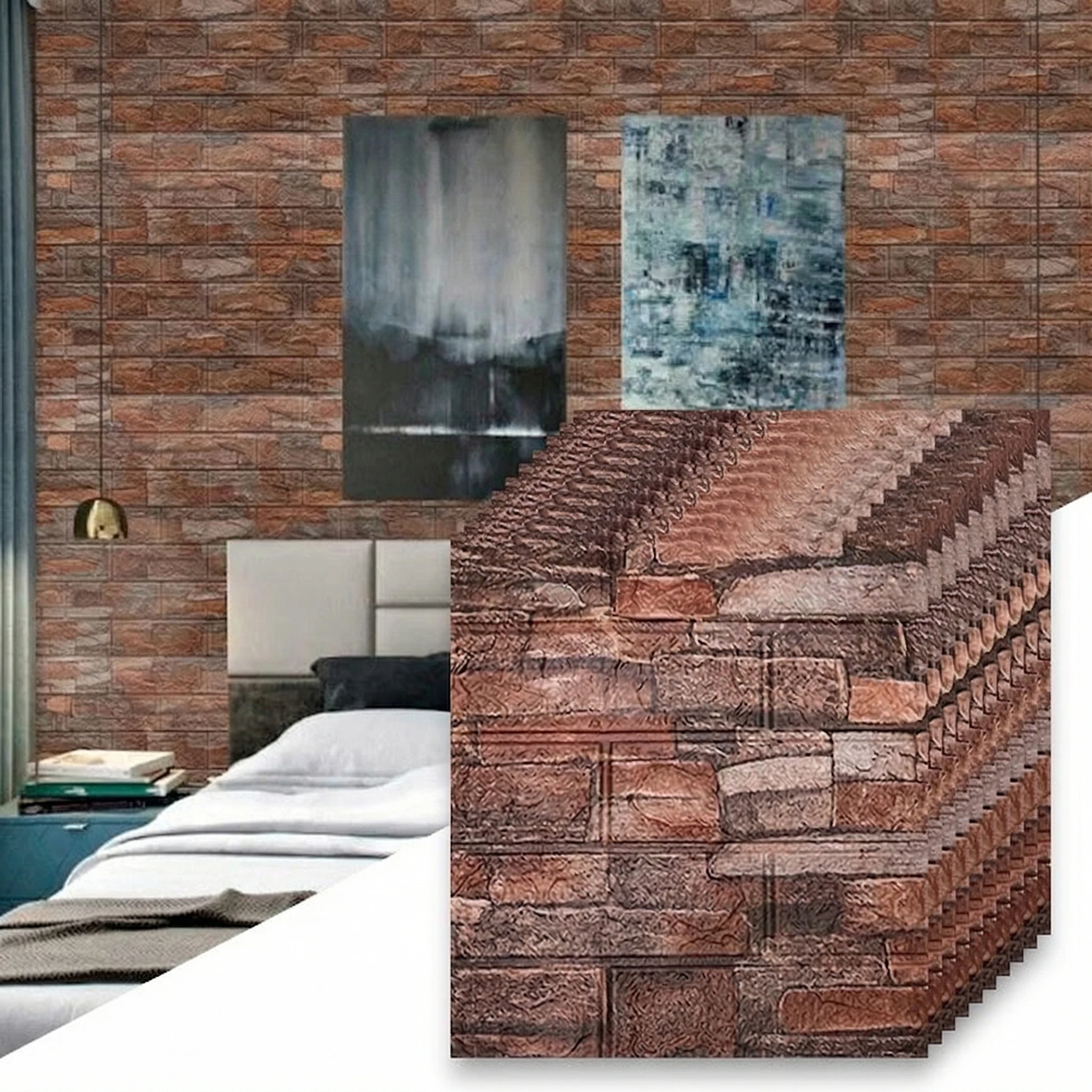 10 Stück 3D selbstklebende weiche Schaumstoff-Tapete mit Ziegelmuster, schmutzabweisende Wandaufkleber, weiß/schwarz, wasserfeste Aufkleber, Raumdekoration – Detail 20