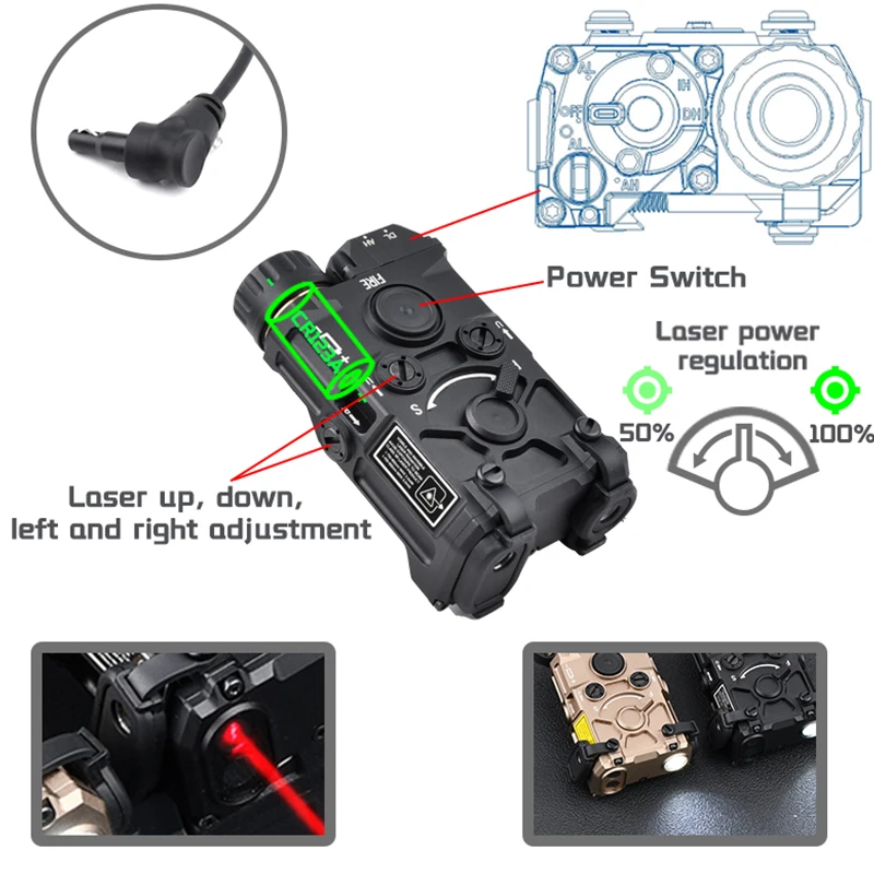 Tactical Metal OGL Red Dot Green IR Laser Indicator PEQ 15 OGL White Strobe Flashlight Airsoft Gun Rifle Accessory Toy Gun AEG