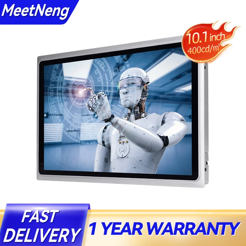 10.1 Inch 400cd 1280x800 Panel IP65 Waterproof Flat True Capacitive Touch Screen Industrial Monitor With VGA HDMI USB display PC