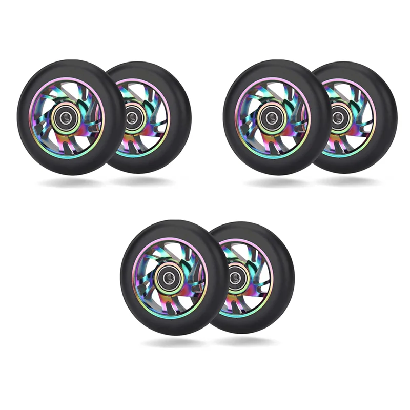 

A99I-6 Pcs 100Mm Scooter Replacement Wheels With Bearing Stunt Scooter Pu Wheels For Rocking Cars, Extreme Cars, Scooters
