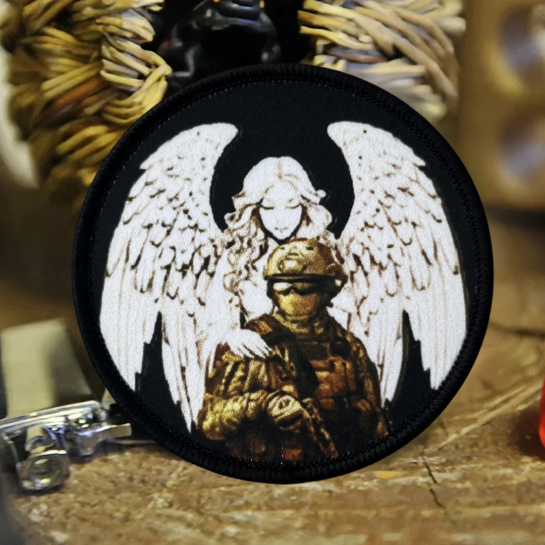 

Angels protect you Printed Patch Tactical Morale Military Badge Hook and Loop Backpack Clothing Decoration Accessories Sticker