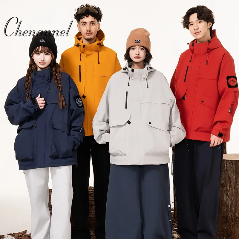 

American Color - Blocked Down Jacket for Men, Autumn Winter Workwear Hooded Outerwear