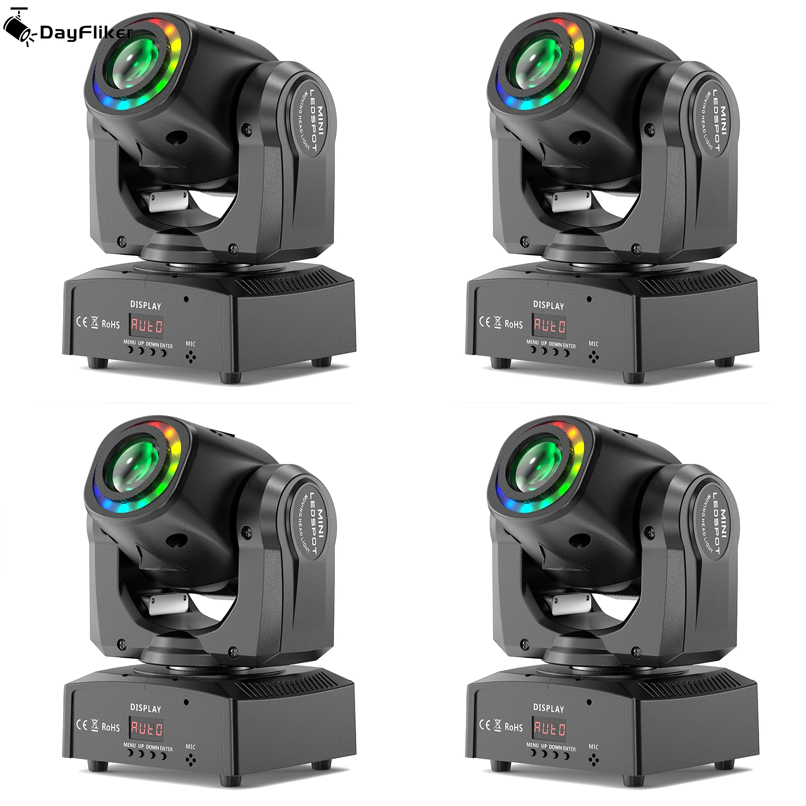

DayFlicker 4Pcs 150W LED Beam Pattern Moving Head Stage Effect Lighting 8 patterns DMX512 9CH/11CH For DJ Show Concert Party