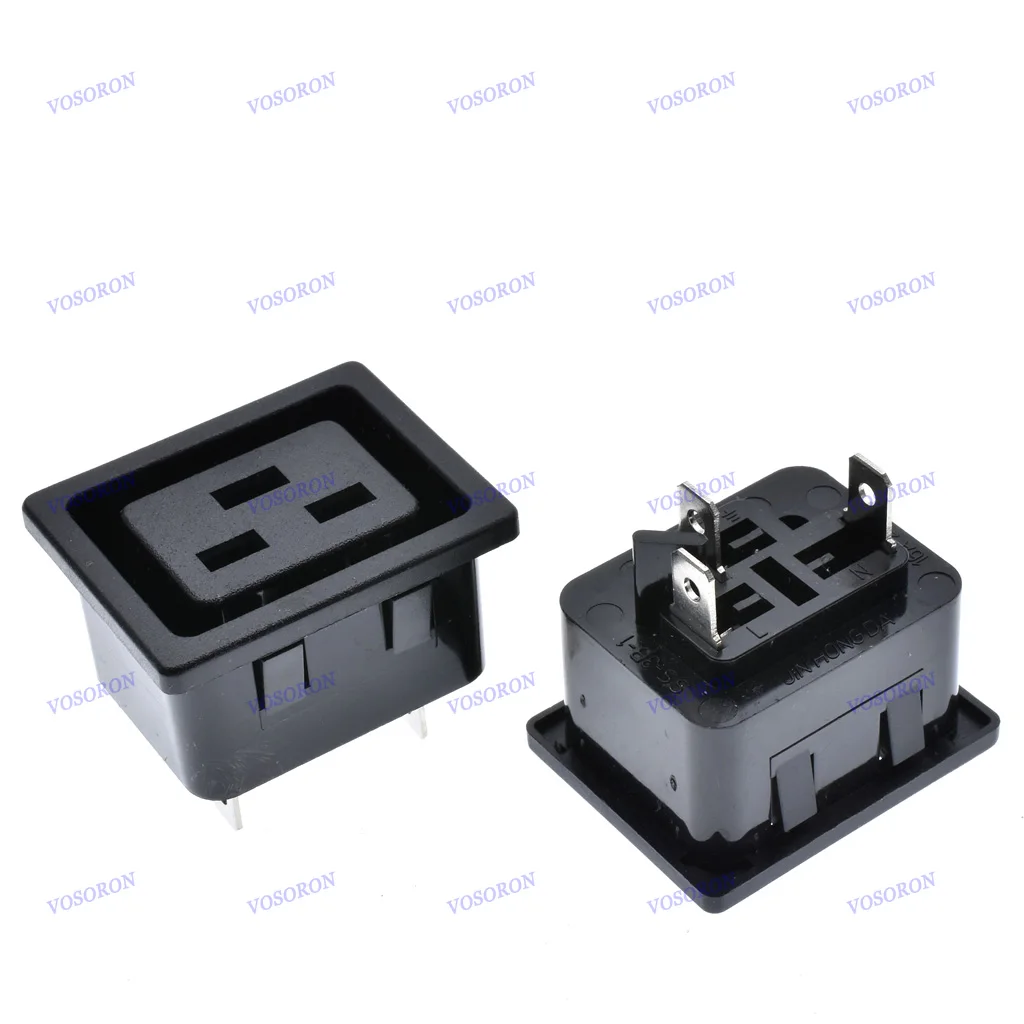 IEC C19 C20 Power Connector 16A 250V AC Panel Mount Socket for PDU UPS Industry Power Supply Black