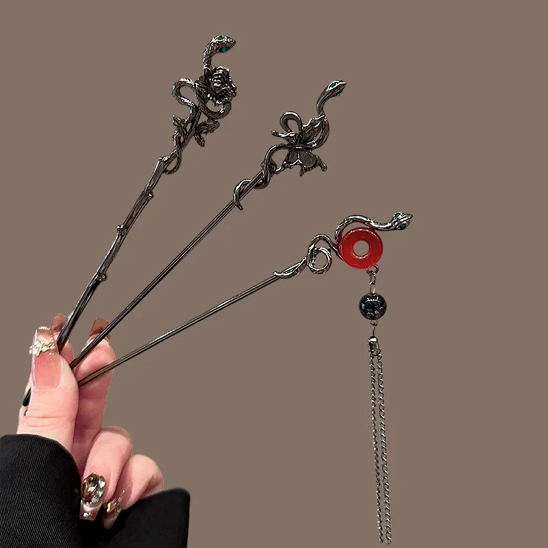 1 قطعة شرابة مزاجه الشعر عصا النمط الصيني النساء الشعر شوكة أغطية الرأس مشبك شعر خمر سيدة حفل زفاف غطاء الرأس دبوس الشعر