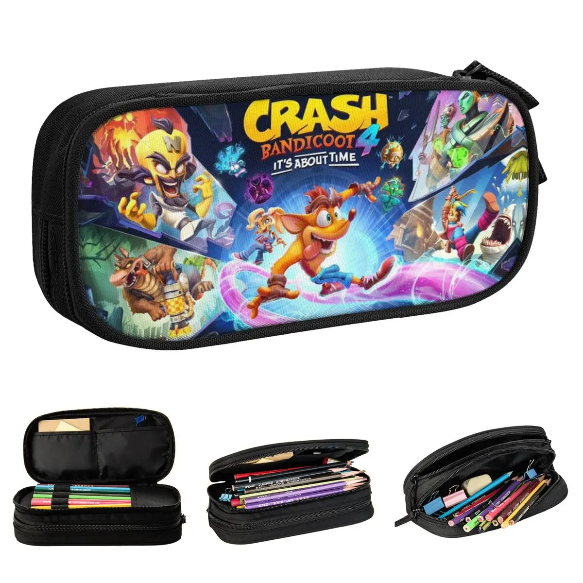 Crashs Bandicoots Pencil Cases Creative Pen Holder Bag Girl Boy Big Capacity Students School Zipper Pencilcases