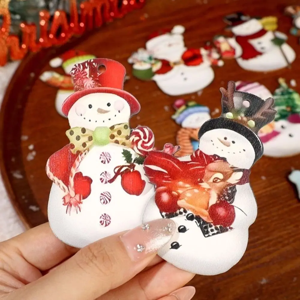 12Pcs Creative Wooden Xmas Hanging Ornaments DIY Santa Claus Christmas Tree Decoration New Year Xmas Tree Charm