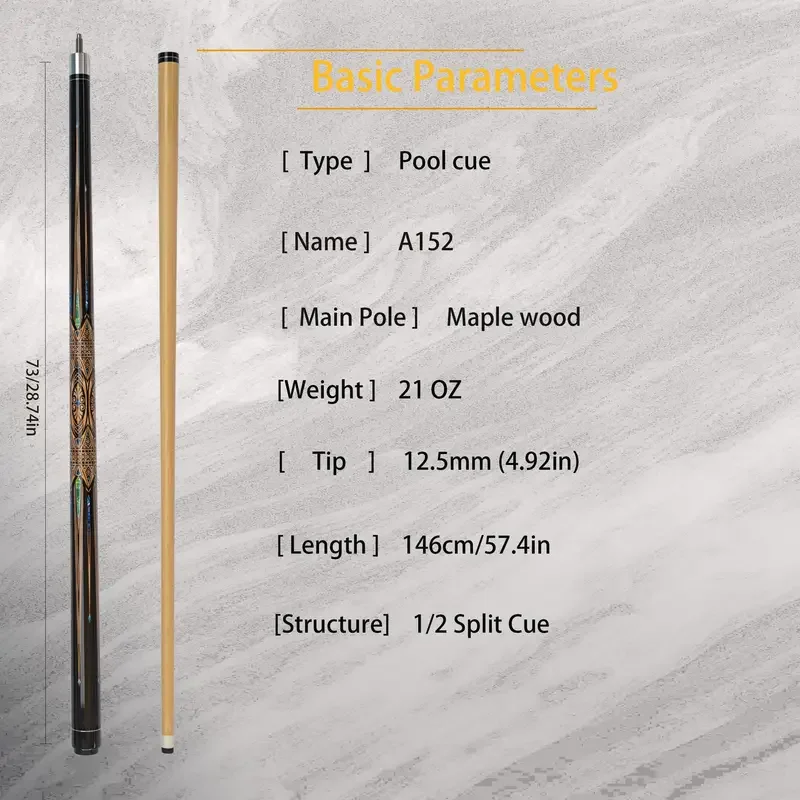 Professional 13mm Tip Billard Cue made with High Quality  Pool Cue Stick Hardwood with Screw on Tip Protector Ideal for Club Use