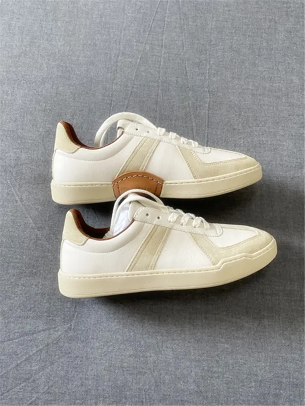 Comfortable classic retro splicing, simple and versatile first-layer cowhide sports and leisure shoes