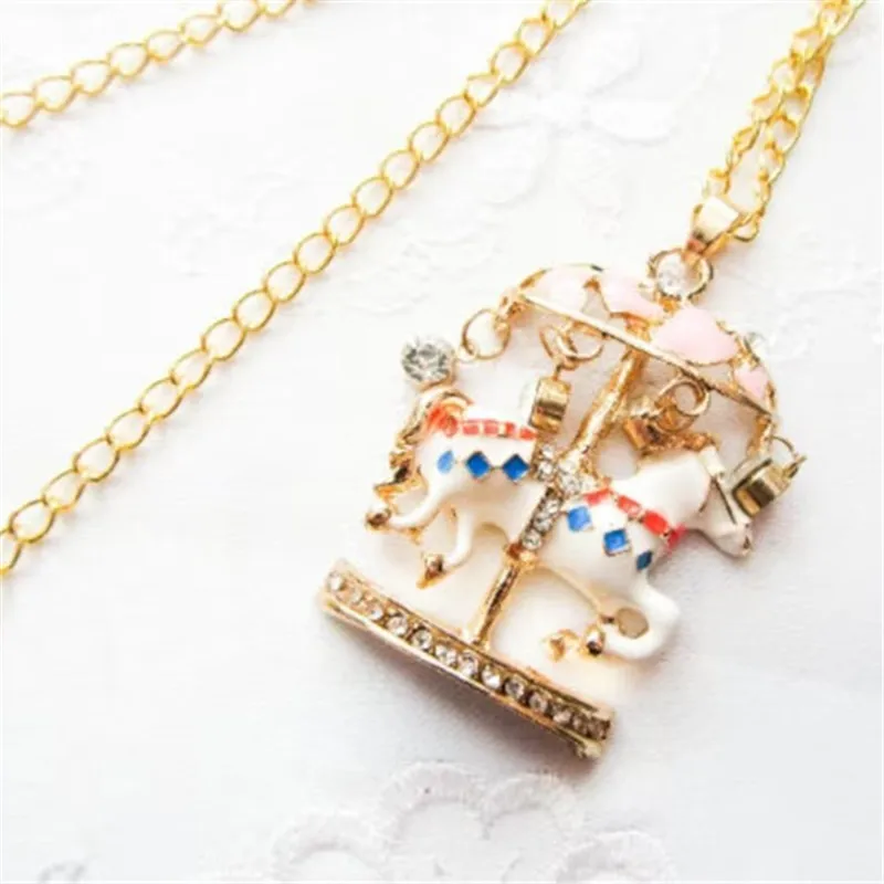 Cute Carousel Necklace Creative and Fun Carousel Pendant Cute Necklace Kawaii Sweet Valentine's Day Gift for Her